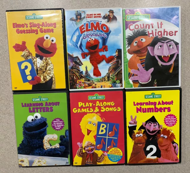 SESAME STREET DVDS Lot of 5 Elmo Learning Songs Stories numbers letters ...