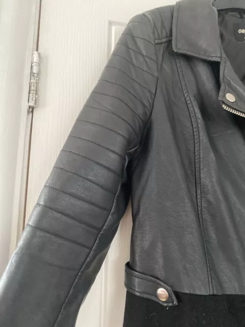 OASIS Womens Coat UK Size M Black Half Leather / Duffle Style MID. See Desc 3