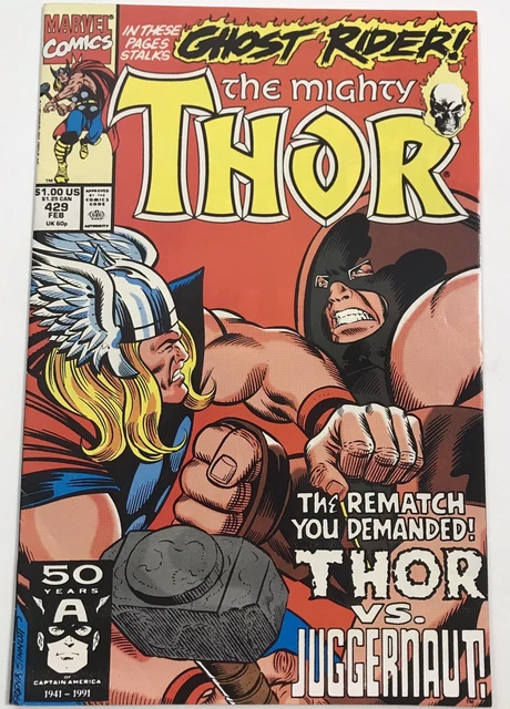 Marvel Comics VINTAGE 1991 the Mighty Thor 429 Juggernaut Ghost Rider VG