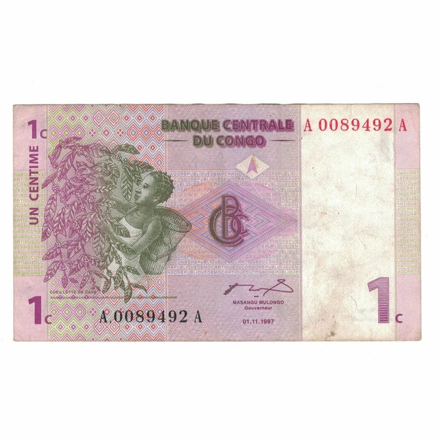 [#144979] Banknote, Congo Democratic Republic, 1 Centime, 1997, 1997-11-01, KM:8