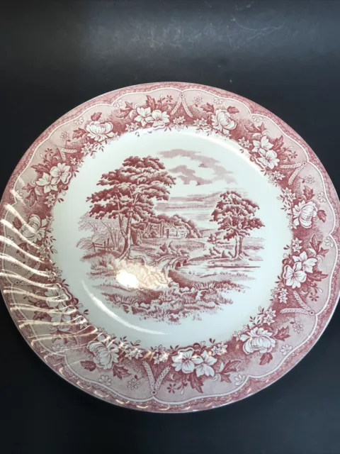 Vintage  Barratts Old Castle Pink & White Serving Plate Platter 35cm Diameter