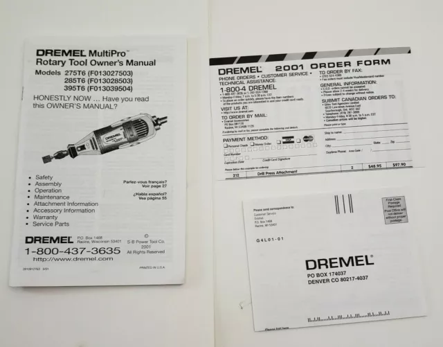 Dremel Drill Press Model 212 New Old Stock for use with 275 285 395 398  Tools