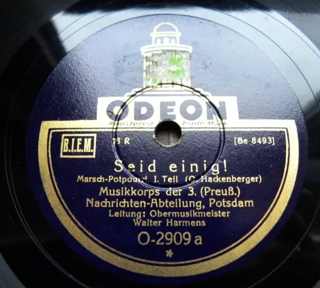 1144/ WALTER HARMENS-Musikkorps - Seid einig ! WWII Marsch-78rpm Schellack