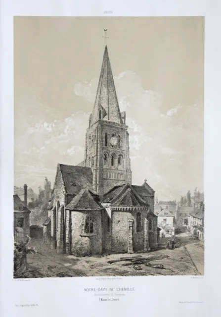 Notre-Dame de Chemille Arrond. Beaupreau Maine Loire Anjou Lithographie Wismes