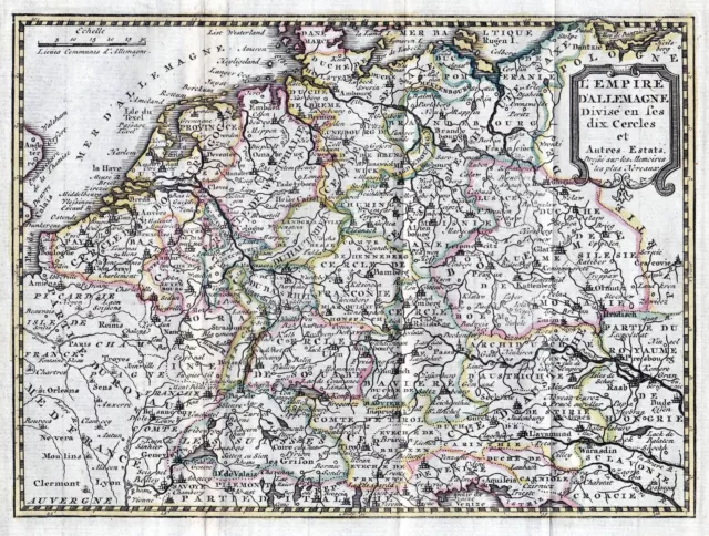 German Rich Germany Silesia Bohemia Map Card Leth 1740