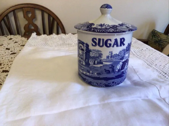 spode blue italian Sugar Canister