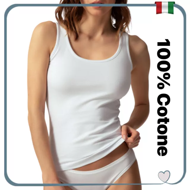 Canotta Canottiera da donna intima spalla larga in cotone 100% intimo liscia