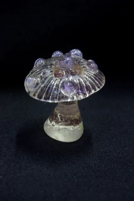 uv reactive pink yellow blue borosilicate glass mushroom not uranium,handmade. 2