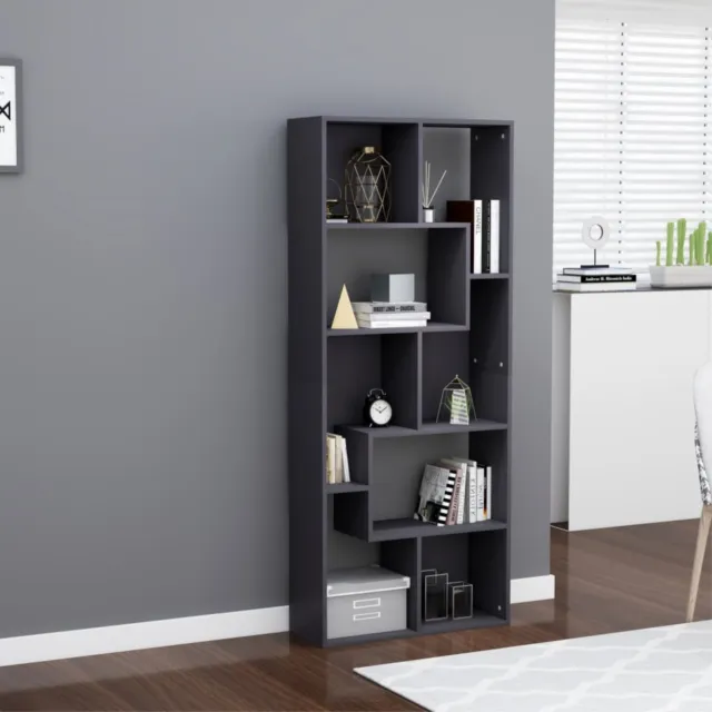 vidaXL Book Cabinet Gray 26.4"x9.4"x63.4" Chipboard