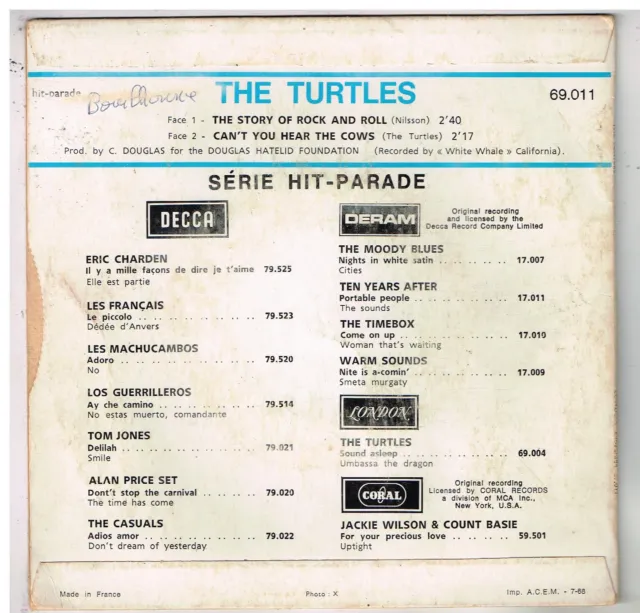 The TURTLES   The story of Rock and roll       7" 45 tours SP 2