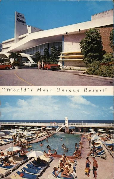 Miami Beach,FL Beau Rivage Resort Motel Miami-Dade County Florida Postcard