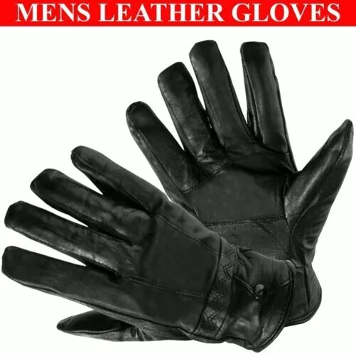 Hommes Gants Cuir Doublé Hiver Chaud Coupe-Vent Thermique Souple Véritable Gant