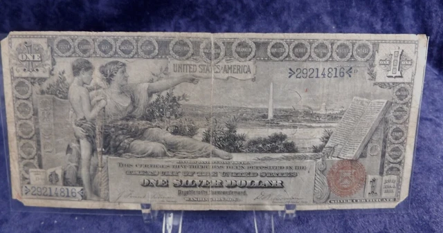 1896 Silver Certificate $1 Red Seal Large Currency Bank Note