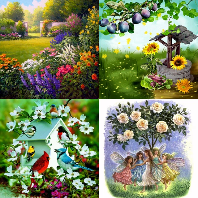Garden 5D DIY Full Round Drill Diamond Painting Cross Stitch Embroidery for Gift