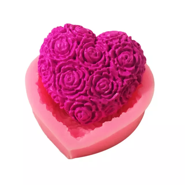 Rose Flower Heart Silicone Candle Soap Mold DIY Fondant Cake Chocolate Moulds UK