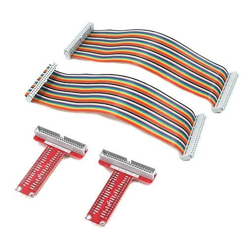 2 SET RPI GPIO Breakout Expansion Board + Ribbon Cable + Assembled T
