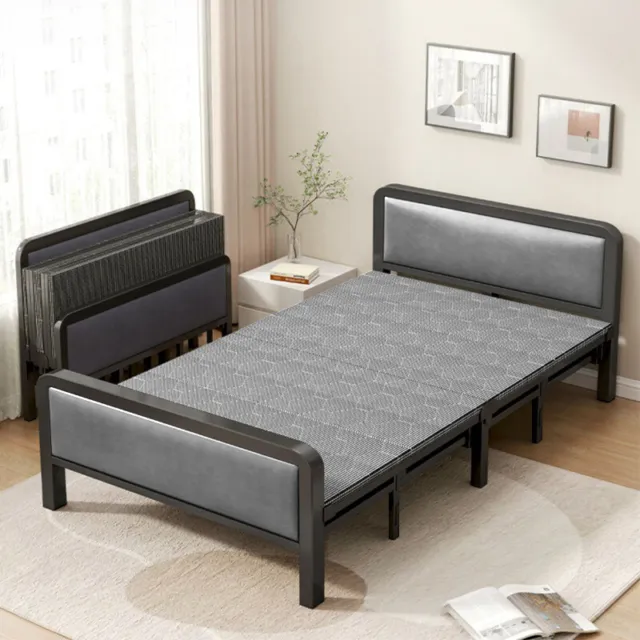 193CM Folding Single Guest Bed Padded Foam Fold Up Metal Framed Sleeper Home