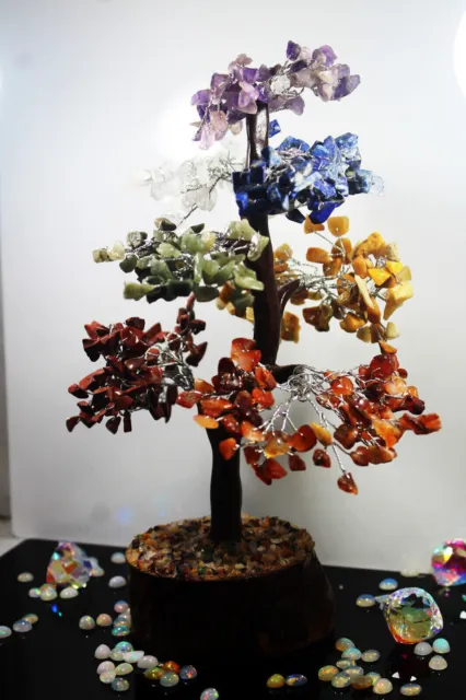 SEVEN CHAKRA TREE Natural Crystal Money Tree Bonsai Healing Reiki Stone Gift B7