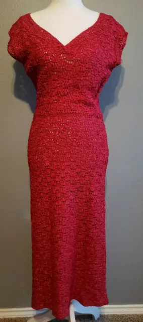 Vtg 40’s 50's Saks Fifth Avenue Red Plum Ribbon Handmade Cocktail Pinup Dress
