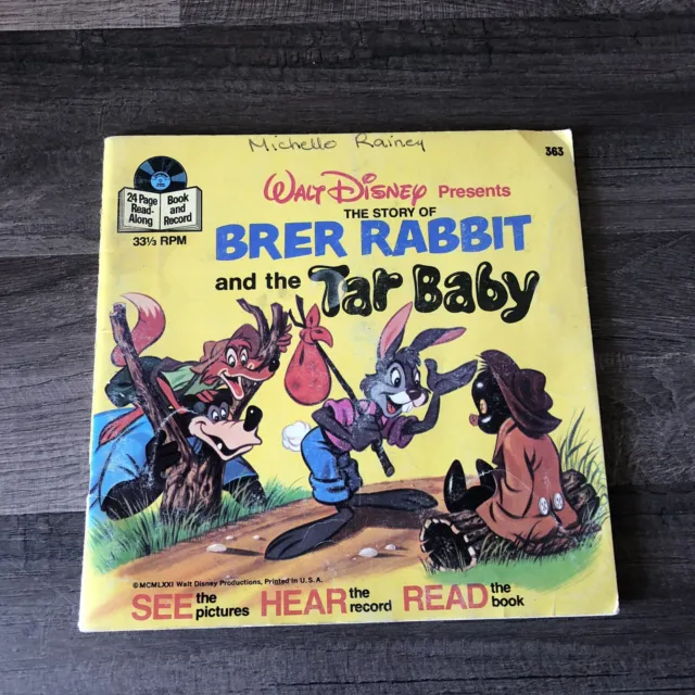 Brer Rabbit and the Tar Baby Book  33 1/3 Vinyl Record Disney Vintage