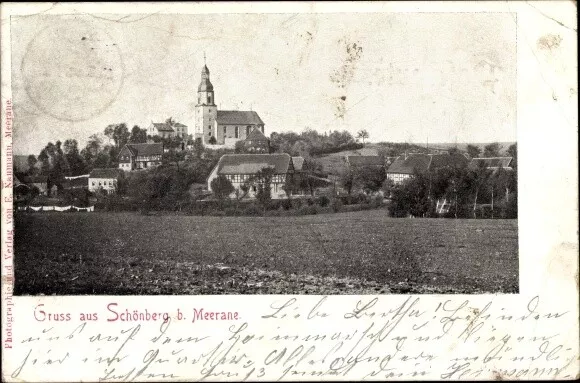 Ak Schönberg in Sachsen, Kirche, Panorama vom Ort - 10241561