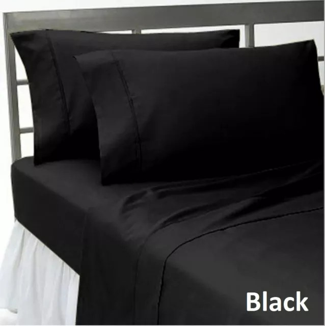 Tremendous Bedding Collection Black Solid 1000TC Egyptian Cotton All UK Size