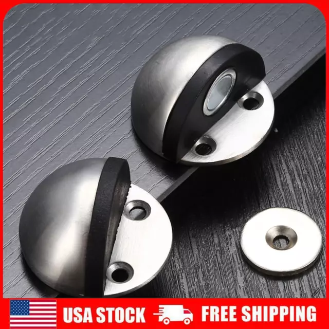 2pc Stainless Steel Magnetic Door Stopper Anti-Collision Floor Stop Holder Catch