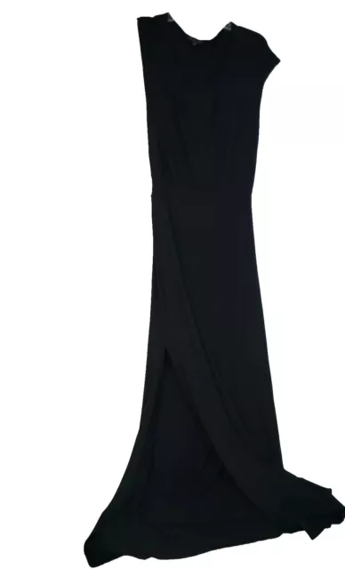 Felicity & Coco Women Black Large  Sleeveless Maxi Dress back cutout side slit