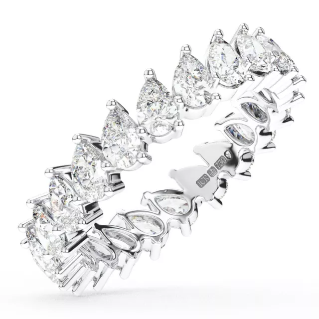 950 Platinum,5.00 MM  100% Natural Pear Cut Diamond Full Eternity Ring