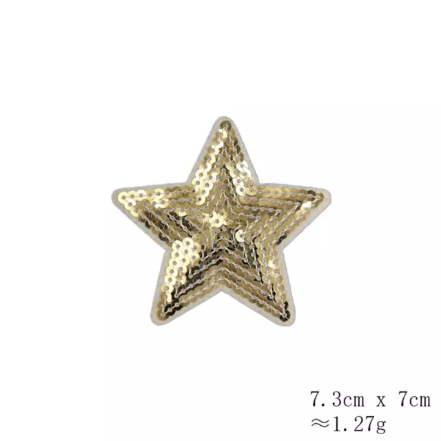 5PCS Star Sequins Embroidery Sticker Iron on Clothing Patches Applique DIY Decor