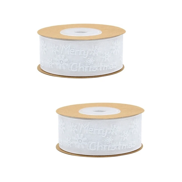 2x Geschenk Verpackung Band Schneeflocke Grosgrain-Band Diy Handwerk Band 9