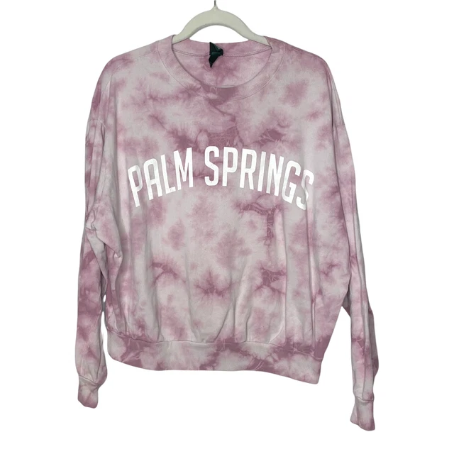 WILD FABLE pink tie dye graphic Palm Springs cropped pullover sweatshirt SZ S