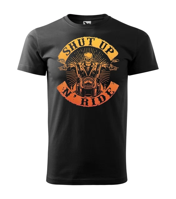 Shut Up N Ride Skeleton Biker Motociclista Rider Skull T Shirt S M L Xl 2Xl