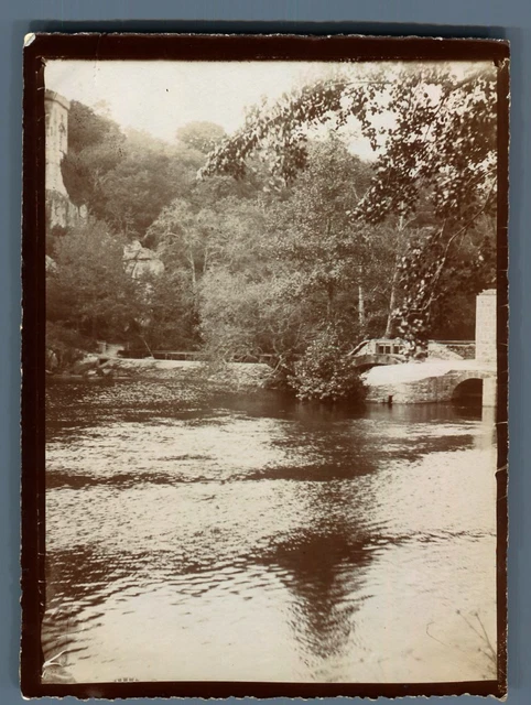 France, Une rivière  Vintage citrate print.  Tirage citrate  9x12  Circa 1