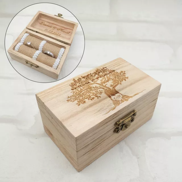 Custom Wedding Ring Box Rustic Wooden Ring Box Personalized Wedding Ring Bearer