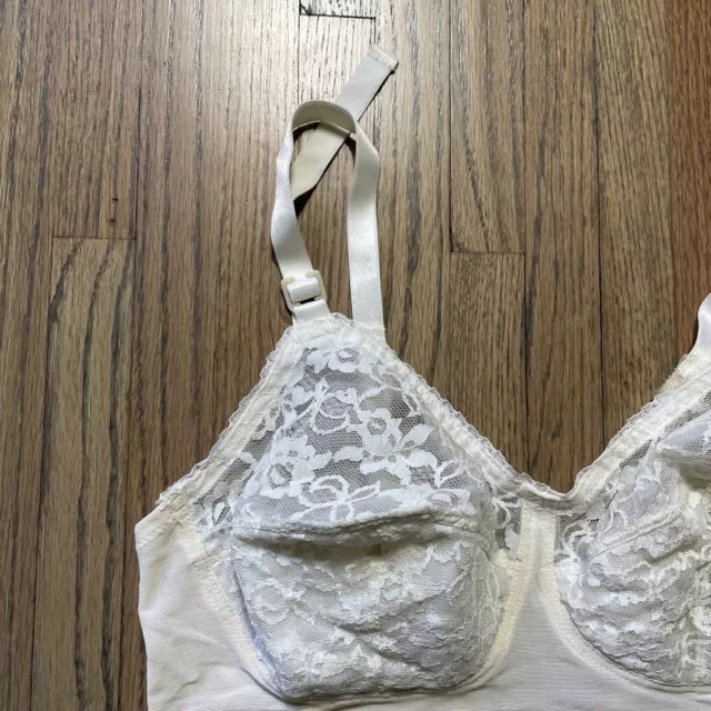VTG RARE SEARS All in One Long Leg Front Wirefree Lace White Girdle Bra ...