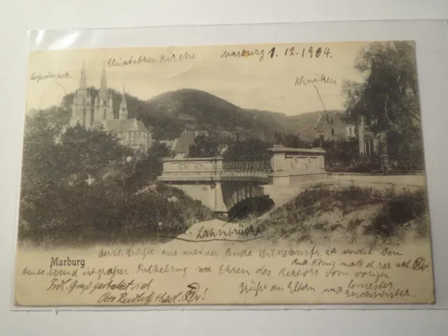 Marburg - 1904 - Lahnbrücke / Kliniken / Kirche ... / Karte Wingolf - Studentika