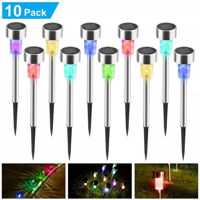 10 Ensemble de Lampe solaire LED lumière rechargeable jardin éclairage extérieur