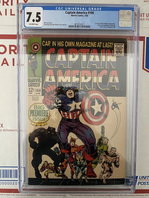 Captain America #100 CGC 7.5 OW (Marvel, 1968) Classic Kirby 1st Issue Own Title