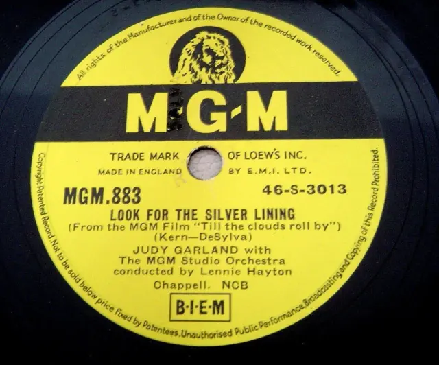 Judy Garland & MGM Studio Orchestra : Look For The Silver Lining / Who? : 78 rpm