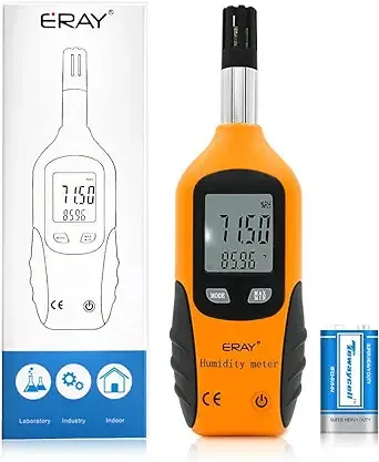 Digital Psychrometer Thermometer Hygrometer with Backlight,  Temperature Orange