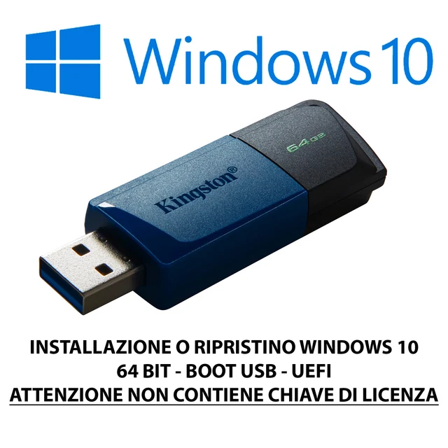PENDRIVE KINGSTON INSTALLAZIONE Ripristino Windows 10 Boot Usb Bios