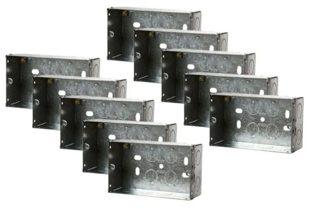 Caja trasera doble toma de metal de 2 pandillas doble descarga a pared 35 mm de profundidad