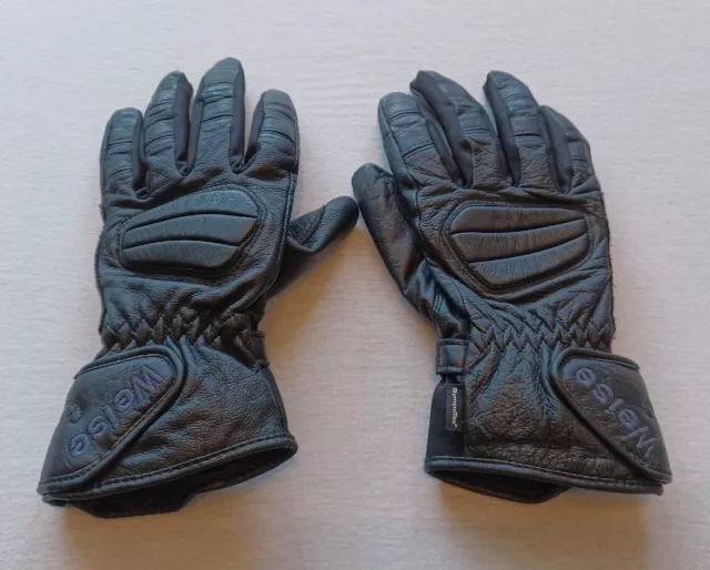 Weise Black Genuine Leather Motorcycle Gloves Size Small Free Uk P&P