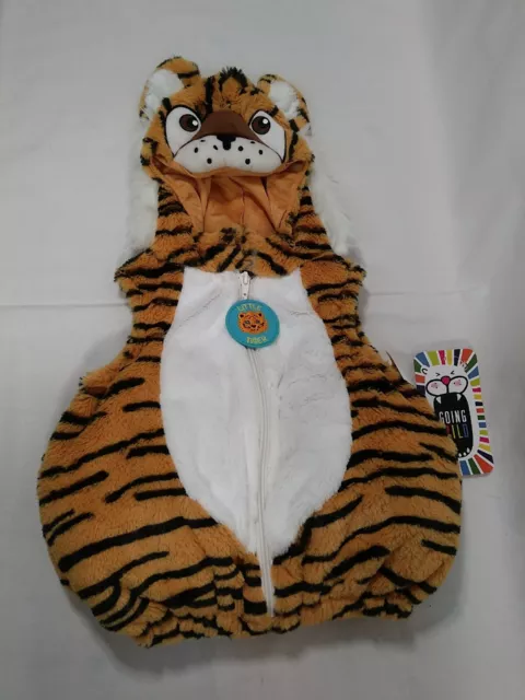 Going Wild Baby Tiger Hoodie Plush Fur Costume Outfit Lined 3-6M Felt Zip Tag