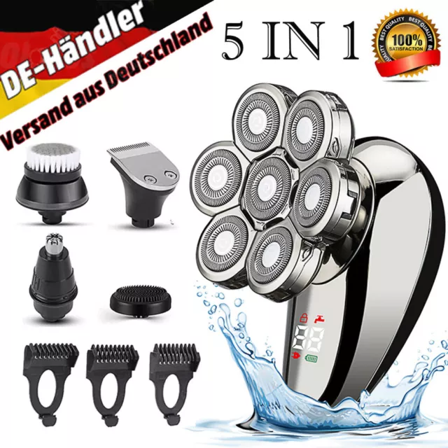 7D Glatzen Rasierer 5IN1 Herren Elektrisch Glatzenrasier Kopfrasierer Trimmer