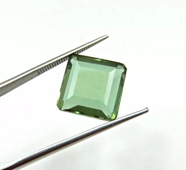 14.84 CT Chatoiement Labo Synthétique Vert Améthyste Émeraude Forme Libre Gemme