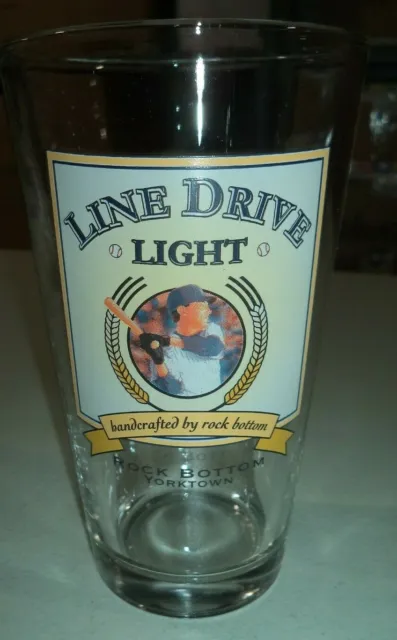 Rock Bottom Brewery Line Drive Light Baseball Pint Glass