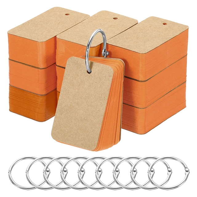 2.8" x 1.5" Blank Flash Cards with Rings Study Card Index Cards, Orange 1000pcs