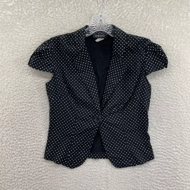 Y2K 2000s Objex Black Polka Dot Cap Sleeve Mall Goth Alice Cullen Vest Top S